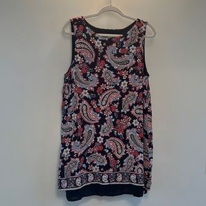 J. Jill Size Large Chambray Navy/Red Tunic